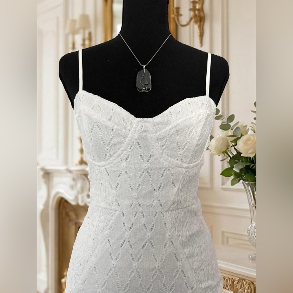 Forever 21 White Lace Corset Style Mini Dress S